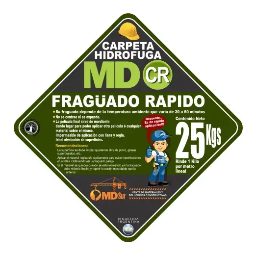 Carpeta hidrófuga MDCR - Fraguado rápido - MDSUR - Gualeguaychú