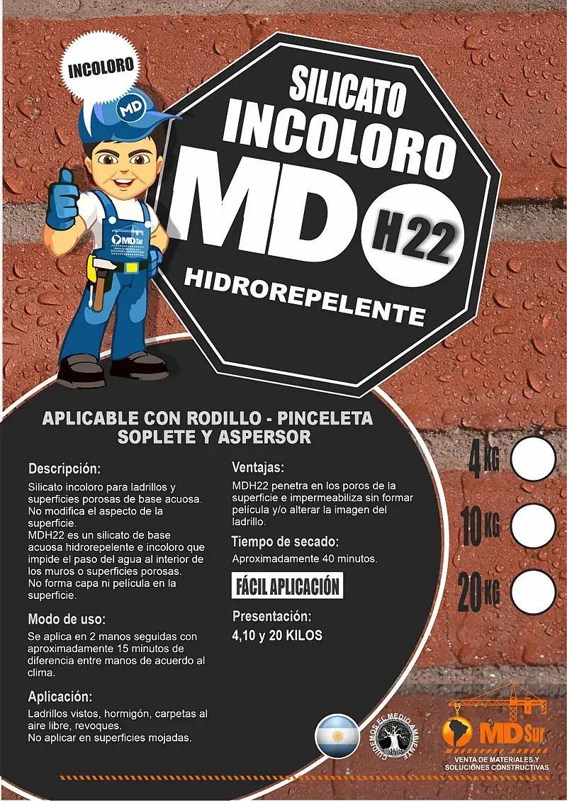 Silicato incoloro e hidrorepelente de base acuosa para ladrillos y superficies porosas, que impide el paso del agua. No modifica el aspecto de la superficie.